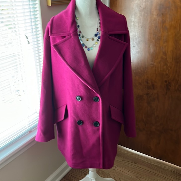 Nordstrom Jackets & Blazers - 💜SALE!!!💜NWOT Nordstrom hot pink fuchsia magenta double breasted coat. XL